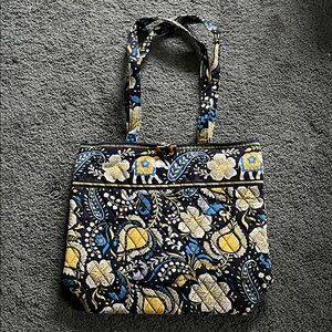 Vera Bradley Black and Blue Floral Tote